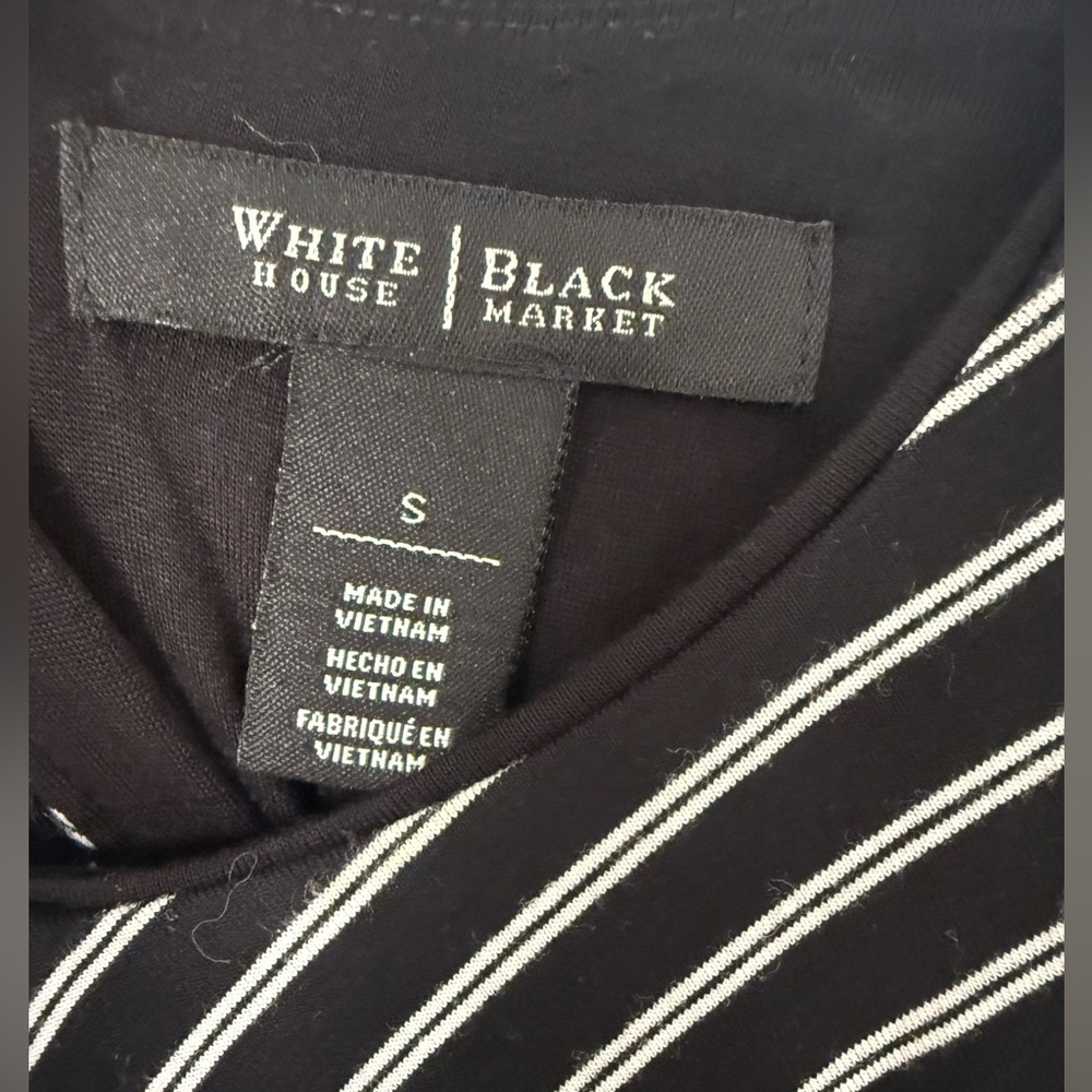 White House Black Market WHBM Black & White Striped Tie Front or Back Maxi Dress - Picture 7 of 12
